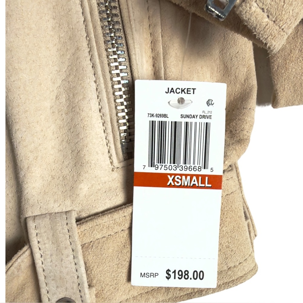 Blank NYC Tan Suede Leather Moto XS Jacket New - Picture 5 of 10